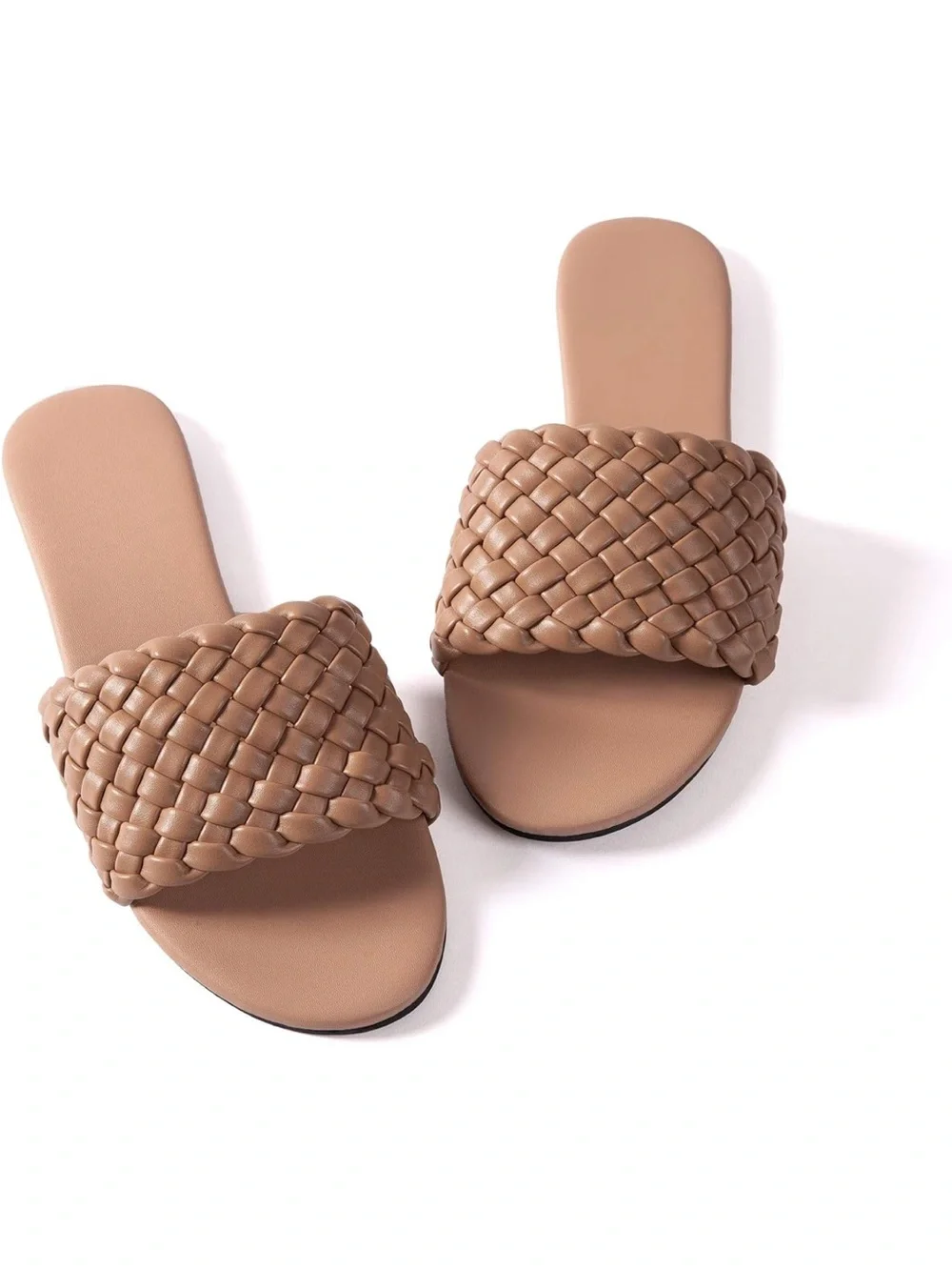 Woven Slide Sandals in Tan - Comfortable Everyday Women’s Slides